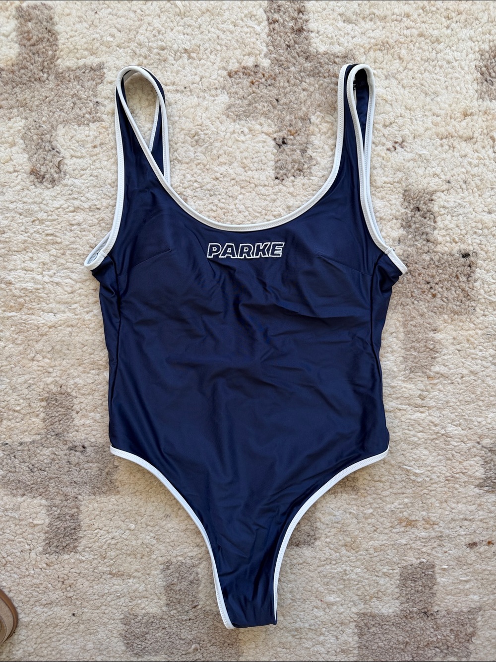 PARKE x Target Navy One-Piece Swimsuit with White Piping